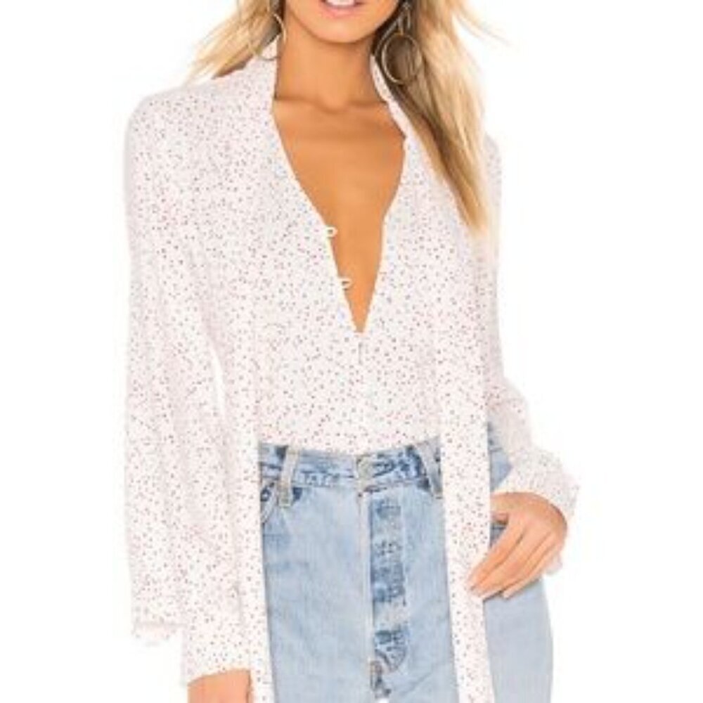 EQUIPMENT Haty Blouse in Natural White Ecarlete Dot X-Large